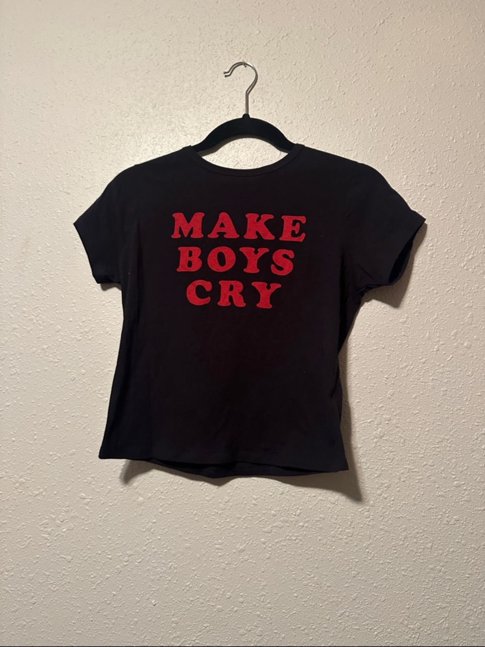Black Tee with Red "MAKE BOYS CRY" Slogan - Kids Shirt